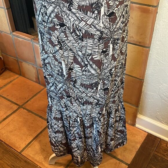 NAF NAF Brown and White Tropical Palm Print Midi/Maxi Dress, size S - Picture 8 of 11